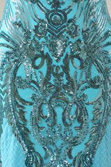 Princess Dress, Blue Mermaid Sequin Long Prom Dress