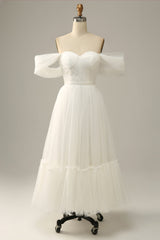 Bridesmaid Dresses Wedding, Ivory Off The Shoulder Prom Dress
