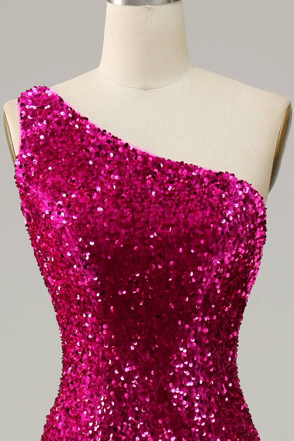 Prom Dress Backless, One Shoulder Sequin Mermaid Prom Dress