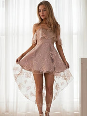 Party Dress Inspiration, A-Line/Princess Off-the-Shoulder Short/Mini Lace Homecoming Dresses