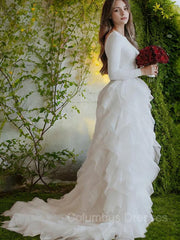 Weddings Dresses Styles, A-Line/Princess Scoop Sweep Train Tulle Wedding Dresses