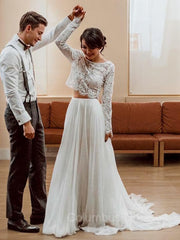 Wedding Dress Jewelry, A-Line/Princess Scoop Sweep Train Tulle Wedding Dresses