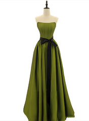 Bridesmaid Dress Ideas, A-line Satin Green Long Party Dress Formal Dress, Green Long Evening Dress Prom Dress