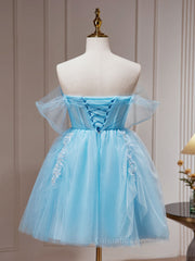 Homecoming Dress 2058, Blue A-line Tulle Short Prom Dress, Blue Homecoming Dress