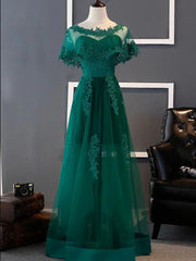 Night Out Outfit, Charming Dark Green Long A-line Party Dress , Bridesmaid Dress