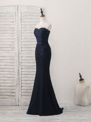 Prom Dresses Shop, Dark Blue Sweetheart Mermaid Long Prom Dress, Dark Blue Evening Dress
