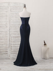 Prom Dresses Shopping, Dark Blue Sweetheart Mermaid Long Prom Dress, Dark Blue Evening Dress