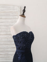Prom Dress Shops, Dark Blue Sweetheart Mermaid Long Prom Dress, Dark Blue Evening Dress
