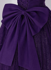 Bridesmaid Dresses Different Styles, Dark Purple Tulle Scoop A-line Long Formal Dress, Dark Purple Evening Dress Prom Dress