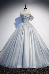 Formal Dress For Wedding Guests, Gray Tulle Long A-Line Prom Dress, Gray Strapless Formal Evening Gown