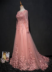 Party Dress Size 26, High Quality Tulle Party Dress with Lace Applique, Long Prom Gown