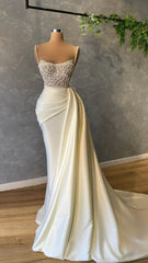 Mother Of The Bride Dress, Ivory prom dress with pearl Prom Dresses Formal Evening Dresses