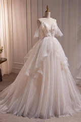 Prom Dress Trends 2025, Ivory V Neck Beaded Straps Party Dress, Ivory Floor Length Prom Dress