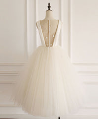 Evening Dress Wholesale, Light Champagne Tulle Short Prom Dress Tulle Homecoming Dress
