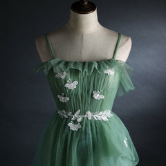 Prom Dresses Elegent, Light Green Gradient Straps Long A-line Prom Dress, Evening Dress Party Dresses