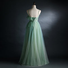 Prom Dress Shops Near Me, Light Green Gradient Straps Long A-line Prom Dress, Evening Dress Party Dresses