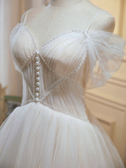 Bridesmaid Dress Floral, Off the Shoulder Short Champagne Tulle Prom Dresses, Short Formal Homecoming Dress