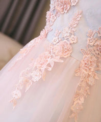 Party Dresses And Tops, Light Pink Lace Off Shoulder Lonng Prom Dress, Pink Evening Dress