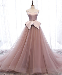 Evening Dress Boutique, Pink Sweetheart Tulle Long Prom Gown Pink Tulle Formal Dress