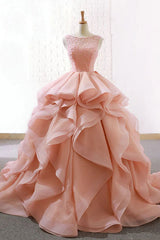 Formall Dresses Short, Puffy Tulle Long Prom Dress with Beading, A Line Sleeveless Party Gown