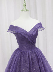Bridesmaid Dresses Hunter Green, Purple Tulle Sweetheart Long Prom Dress Formal Dress, A-line Tulle Party Dress