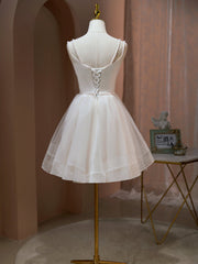Bridesmaids Dress Peach, Short Light Champagne Prom Dresses, Light Champagne Short Formal Homecoming Dresses