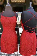 Homecomming Dress Vintage, Short Red Lace Prom Homecoming Dress,gala dresses short,mini prom dresses