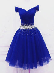 Beauty Dress, Short Royal Blue Beaded Prom Dresses, Short Royal Blue Beaded Formal Homecoming Dresses