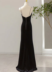Bridesmaid Dresses Mauve, Simple Black Low Back Long Prom Dress, Black Floor Length Party Dress