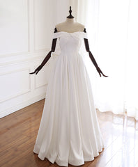 Evening Dress Stunning, Simple White Off Shoulder Long Prom Dress White Evening Dress
