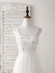 Bridesmaids Dress Ideas, White Sweetheart Neck Tulle Beads Long Prom Dress White Evening Dress